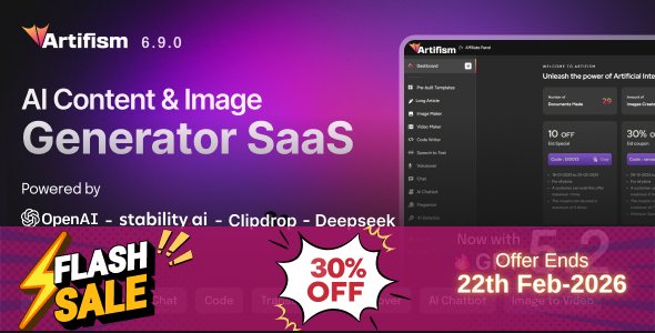 Artifism – AI Content, Image, Video, Chat, Chatbot, Voiceover & Code Generator SaaS
